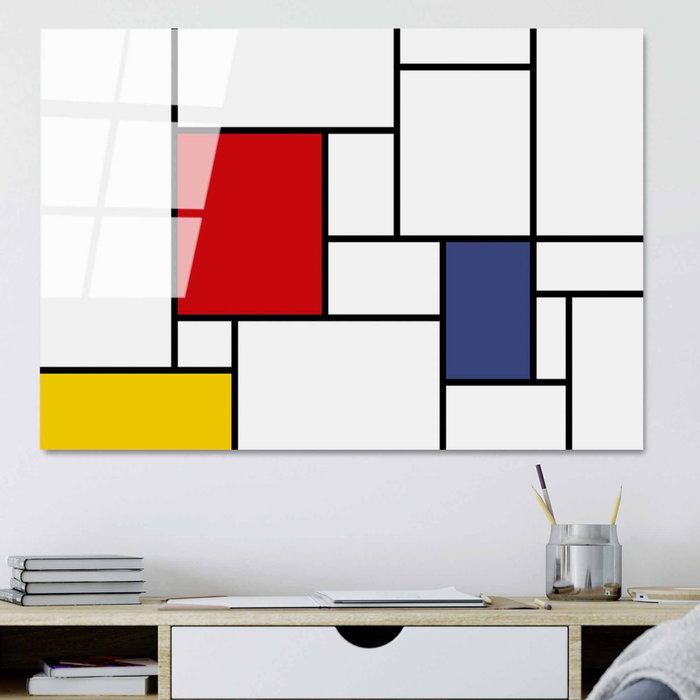 Wallity Cuadro Decorativo de Vidrio Templado Piet Mondrian 70 x 100 cm Wallity Cuadro Decorativo de Vidrio Templado Piet Mondrian 70 x 100 cm